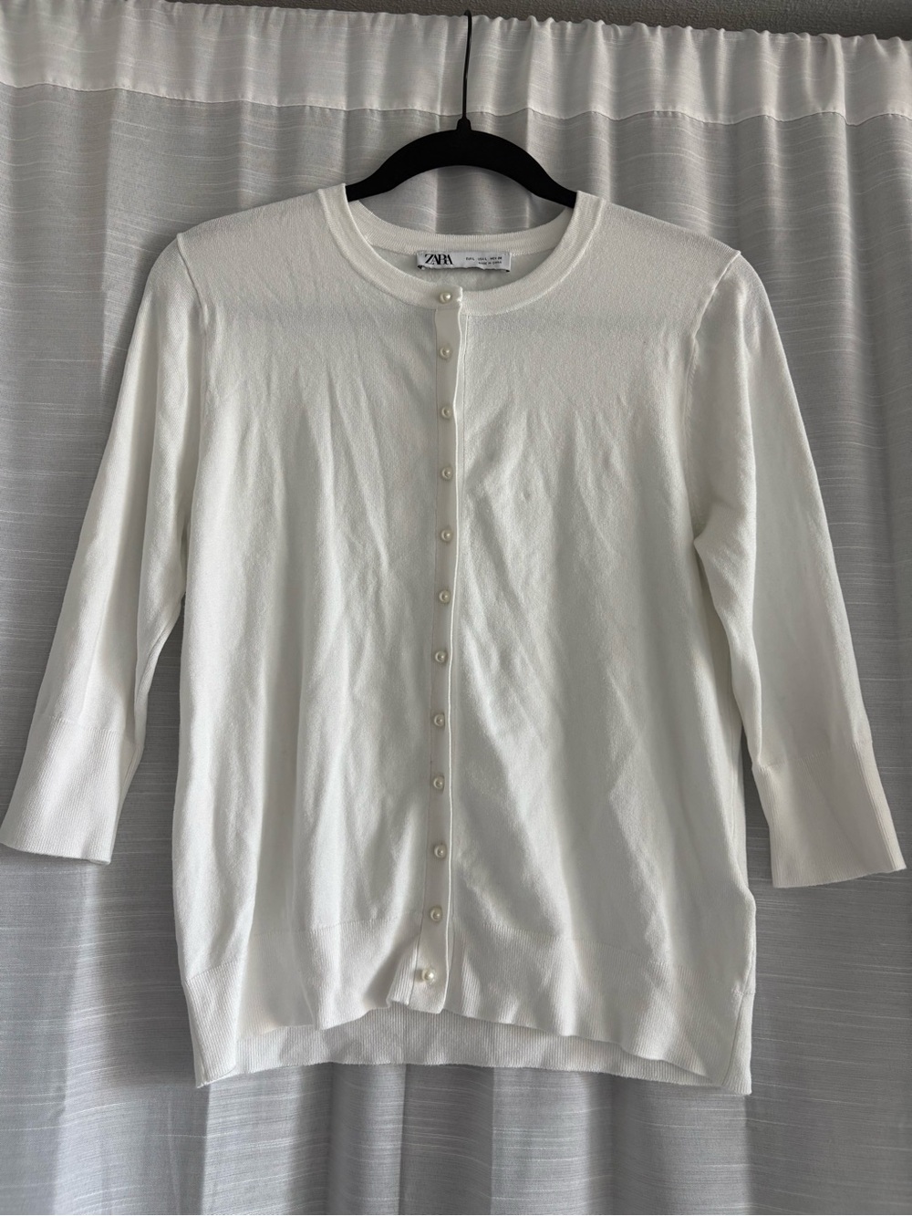 Zara Cream Button-Front Knit Cardigan